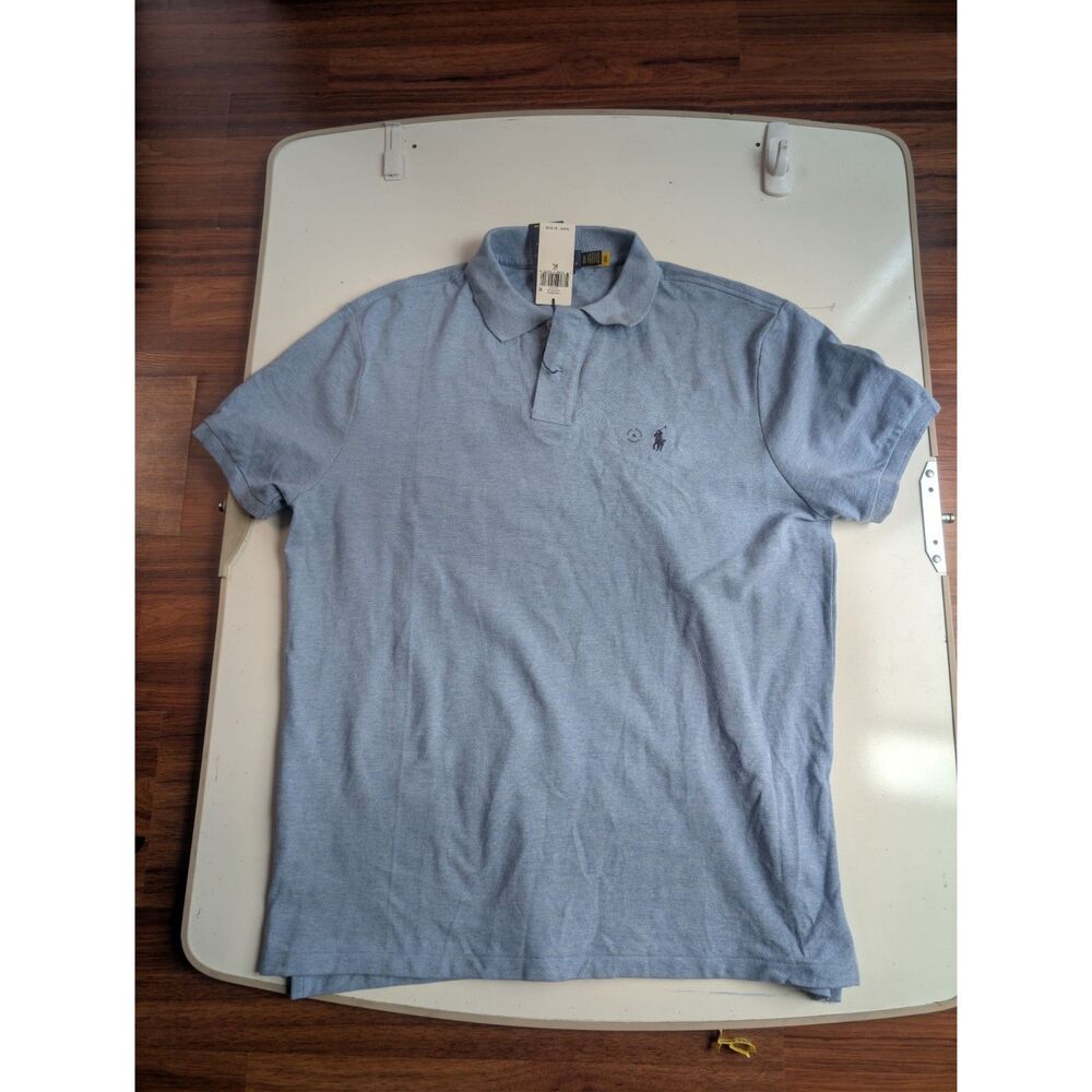 Polo Ralph Lauren Men's XL Custom Slim Fit Cotton Mesh Polo Shirt Light Blue